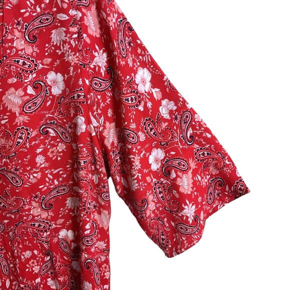 KNOX ROSE Blouse Women's Size S Red Multi-Floral Paisley Print Relaxed Fit Boho - Picture 5 of 10